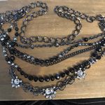 White House | Black Market WHBM Multi Strand Gunmetal And Black Layered Chain Belt/Necklace Photo 2