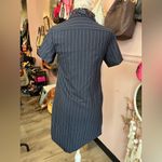 Banana Republic Navy Pinstripe Dress with Floral Collar Photo 3