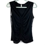 American Vintage Vintage Tom K Nguyen Black Lace Ruched Blouse Medium 90s Made in USA Photo 2