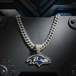 NFL Baltimore Ravens 20 Inch Necklace Pendant Cuban Chain Link Football Jewelry Photo 1