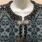 Icelandic Design Scandinavian Wool Cardigan Sweater S Blue Silver Clasps Fall Photo 7