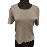 Ballinger Gold Vintage Silver Metallic Lurex Stretch Short Sleeve Knit Top Sz M Size M Photo 1