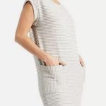 Athleta Ease Up Sleeveless Sweatshirt Dress Size XS Grey Stripe Pockets Photo 0