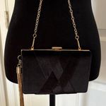 Cariedo Chic Black Velvet Clutch with Gold Tassel Chain Photo 0