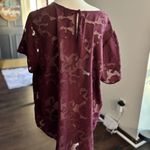 Torrid Top Womens 2X Abbey Chiffon Clip Floral Maroon Burgundy Burnout Sheer Photo 3