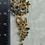 Stunning Statement Gold Smokey Grey Crystal Brooch Pin Photo 6
