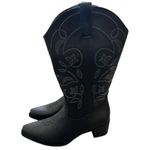 IUV Women’s Size 10 Black Leather Cowboy Cowgirl Boots Embroidered Pointy Toe Photo 2