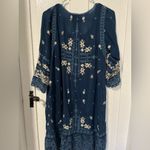 Johnny Was Abella blue embroidered 3/4 sleeves knee length boho dress size XS Photo 3