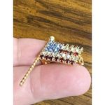 Vintage Patriotic‎ Faux RHINESTONE USA Flag Pin Gold Photo 1