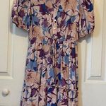 Floral Dress with Puff Sleeves Purple Photo 0