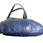 Coach  Poppy Glam Glazed Navy Blue Leather Tote Bag Photo 2