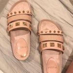 NWT Ivy Kirzhner Tank Studded Slides Cream Gold 7 18K Gold Studded Leather Photo 0