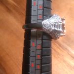 Simulated Champagne Color and White Diamond Brass Ring (Size 7) Photo 2