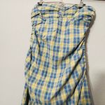 Free People NEW  Brandie Plaid Midi Strapless Medium Blue Academia Ruched Boho Photo 6