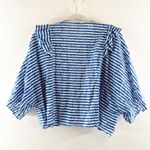 Anthropologie  3/4 Sleeve Striped Open Cropped Eyelet Cardigan Top Blue White O/S Photo 3