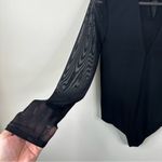 Intermix  Bodysuit Womens Small Black V-Neck Sheer Mesh Long Sleeves Photo 4