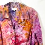 Wonderly Plus Size 1X Top Handmade Tie Dye Button Up Pink Orange Purple Boho 816 Photo 4