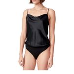 Alyn Paige Paige Giovanna Silk Black Sleeveless Cowl Neck Bodysuit Size Medium Photo 2