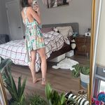 Camilla  silk floral print deep cut floral print dress with rhinestone waist belt Photo 6