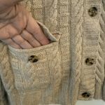 Banana Republic Cardigan Sweater Sz Med Cashmere Blend Tan Cable Knit Mock Neck Photo 2