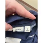 L.L.Bean Womens Sm Navy Blue White Cotton Zip Sides Pullover Preppy Nautical Photo 6
