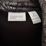 Chico's Chico’s Zenergy Size 2 Merallic Shiny Snake Print Jacket Coat Large Silve Photo 2