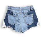 Driftwood Colorblock highrise jeans shorts, frilled hem, size 25 Photo 3