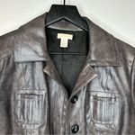 Chico's Chico’s Metallic Pewter Vegan Leather Jacket Size Chico’s 0 or US 4‎ Photo 2