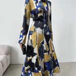 ZARA Dress midi abstract satin long sleeve boho party wedding Photo 5