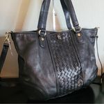 Cole Haan Black Devin Woven Leather Tote Bag Black Photo 1