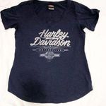 Harley Davidson Black Hills Blue Studded Womens Top Shirt Short Sleeves Sturgis Photo 0