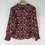 Hayden  Floral Print Crepe Chiffon Ruffle Mock Neck Smocked Long Sleeve‎ Blouse Photo 7