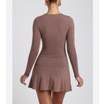 Oh Polly NEW Coco Modal Ruched Crew Neck Mini Dress in Taupe Medium Photo 3