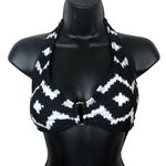 CHAPS NEW Womens 10 Chevron Print Halter Bikini Swim Top Black White Photo 0