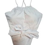 PQ Vale Monokini Swimsuit White High Cut Tie Waist Halter Neck Size Medium New Photo 2