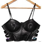 NWOT Womens Hesperus HT1767 Black Faux Leather Zipper Back Crop Top Size Large L Photo 0