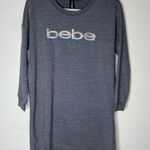 Bebe Sleepwear Sweater Spellout Top Charcoal Heather Gray Long-Sleeve Sleepshirt Photo 0