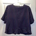 ZARA ✨ Basic Navy, Red & White Striped Cropped Top Photo 0