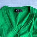 YEMAK Women's Cropped 3/4 Sleeve Cardigan Sweater Bright Green S Photo 3