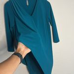 Last Tango Jewel Tone Teal Shirred Stretchy Asymmetrical Dress Cocktail Party Blue Photo 3