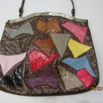 Vintage Original by Caprice Snake Print Patchwork Shoulder Bag USA Made Hippie Brown Photo 11