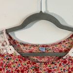 Farm Rio Top Ditsy Floral & Lace Babydoll Tie Waist Tee Sz P (S) GUC w/ Llamas! Photo 2