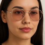 Gold Wire Frame Aviator Sunglasses ā Brown Tinted Lenses Photo 0