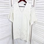 Alexia Admor  Lace Front Bell Sleeve Sheath Dress Small Ivory‎ White Half Sleeve Photo 7