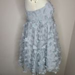 Storia  Monochromatic Gray Daisy Flower Baby Doll Mini Dress‎ Size Small Photo 3