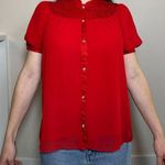 Moulinette Soeurs  Anthropologie Colline Red Silky Blouse Size 6 Photo 0