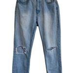 Princess Polly PP Denim Fairmount Straight Leg Jean Light Wash‎ Blue Ripped Knee Jeans 6 Photo 5