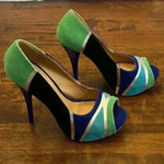 Shi by Journeys Shi By Journey Women’s Ultra High Heels Platform Blue Green Pumps Shoes Size 9 Photo 4