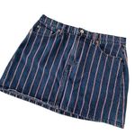 Reformation Denim Mini Skirt Ella Tommy Stripe 30 Jean Micro Mini Skirt Photo 0