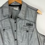 Harley Davidson  Y2K Button Down Shirt Vest Sz XL Grey Graphic Back Photo 2